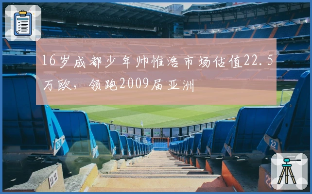 16岁成都少年帅惟浩市场估值22.5万欧，领跑2009届亚洲